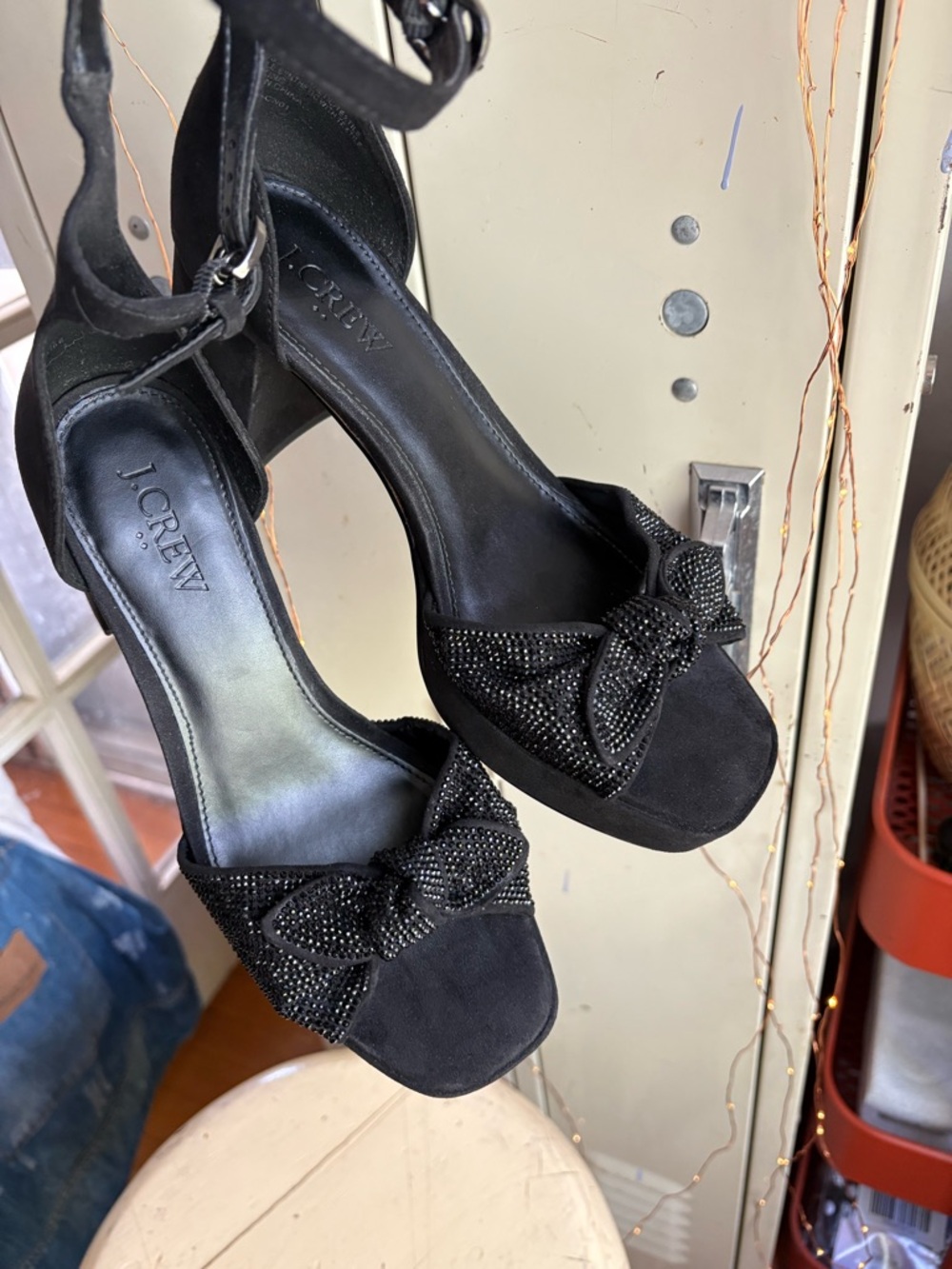 J.Crew Rhinestone Bow Platform  Heels - Picture 9 of 16